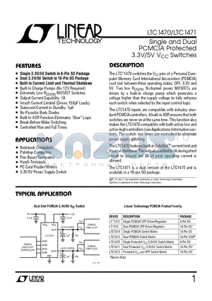 LTC1470CS8 datasheet - Single and Dual PCMCIA Protected 3.3V/5V VCC Switches