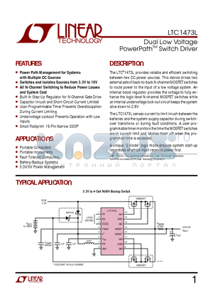 LTC1473L datasheet - Dual Low Voltage PowerPathTM Switch Driver