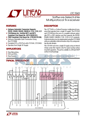 LTC1543IG datasheet - Software-Selectable Multiprotocol Transceiver