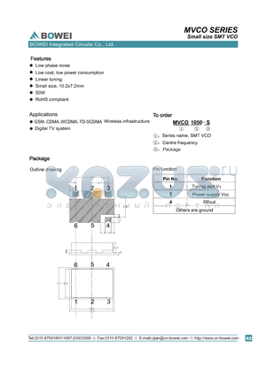 MVCO832-S datasheet - Small size SMT VCO