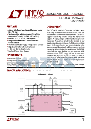 LTC1643LIGN datasheet - PCI-Bus Hot Swap Controller