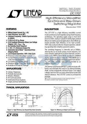 LTC1707CS8 datasheet - High Efficiency Monolithic Synchronous Step-Down Switching Regulator