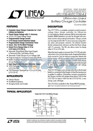 LTC1732-4_00 datasheet - Lithium-Ion Linear Battery Charger Controller