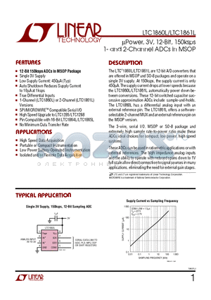 LTC1860LIS8 datasheet - mPower, 3V, 12-Bit, 150ksps 1- and 2-Channel ADCs in MSOP