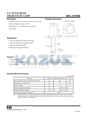 MVL-514HB datasheet - SOLID STATE LAMP