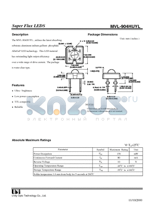 MVL-904HUYL datasheet - Super Flux LEDS