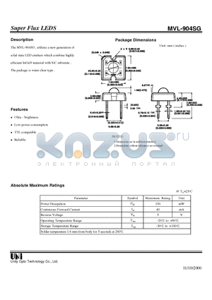 MVL-904SG datasheet - Super Flux LEDS