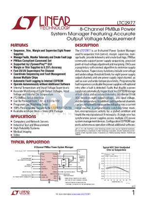 LTC2977 datasheet - 8-Channel PMBus Power System Manager Featuring Accurate Output Voltage Measurement