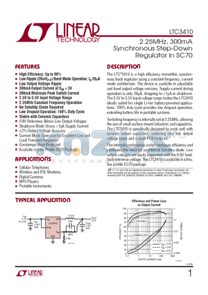 LTC3410ESC6-1.65 datasheet - 2.25MHz, 300mA Synchronous Step-Down Regulator in SC70