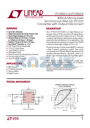 LTC3525-5 datasheet - 400mA Micropower Synchronous Step-Up DC/DC Converter with Output Disconnect