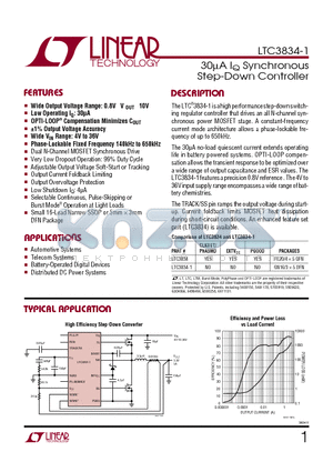 LTC3834-1 datasheet - 30lA IQ Synchronous Step-Down Controller