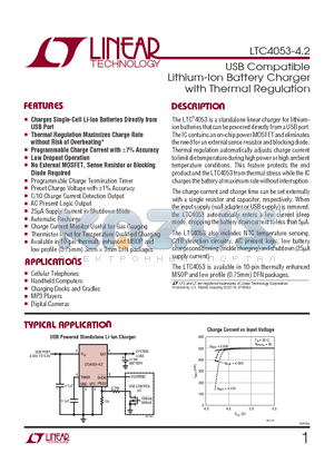 LTC4053-4.2 datasheet - USB Compatible Lithium-Ion Battery Charger with Thermal Regulation