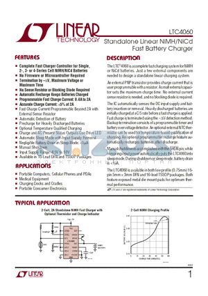 LTC4060 datasheet - Standalone Linear NiMH/NiCd Fast Battery Charger