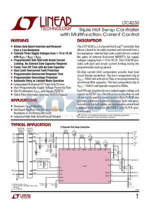 LTC4230IGN datasheet - Triple Hot Swap Controller with Multifunction Current Control
