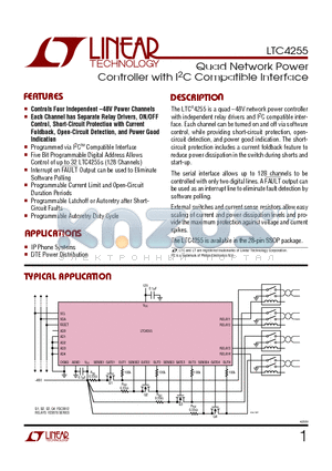 LTC4255 datasheet - Quad Network Power Controller with I2C Compatible Interface