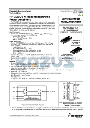 MW6IC2015NBR1_08 datasheet - RF LDMOS Wideband Integrated Power Amplifiers