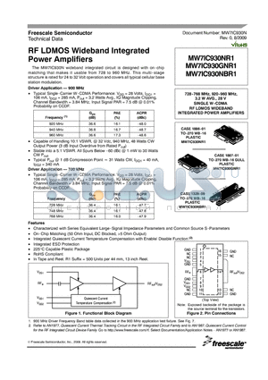 MW7IC930NR1 datasheet - RF LDMOS Wideband Integrated Power Amplifiers