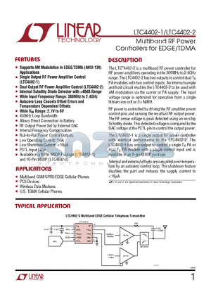 LTC4402-1 datasheet - Multiband RF Power Controllers for EDGE/TDMA