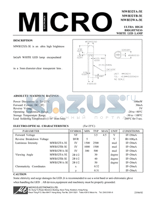 MWB32WA-3E datasheet - ULTRA HIGH BRIGHTNESS WHITE LED LAMP