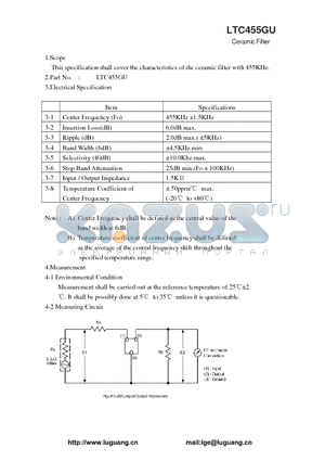 LTC455GU datasheet - Ceramic Filter