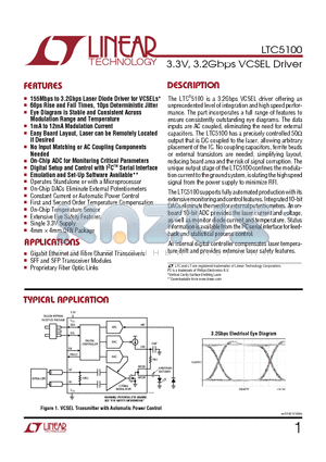 LTC5100EUF datasheet - 3.3V, 3.2Gbps VCSEL Driver