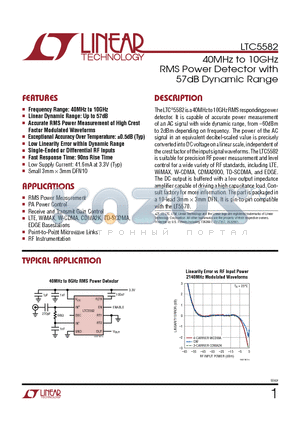 LTC5582IDD-TRPBF datasheet - 40MHz to 10GHz RMS Power Detector with 57dB Dynamic Range
