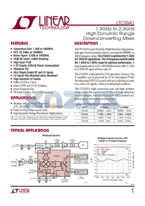 LTC5541IUHPBF datasheet - 1.3GHz to 2.3GHz High Dynamic Range Downconverting Mixer