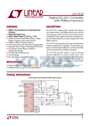 LTC7510EUH-PBF datasheet - Digital DC/DC Controller with PMBus Interface