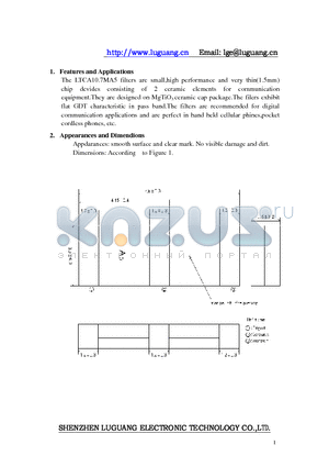 LTCA107MA5 datasheet - filters of 2 ceramic elements for communication