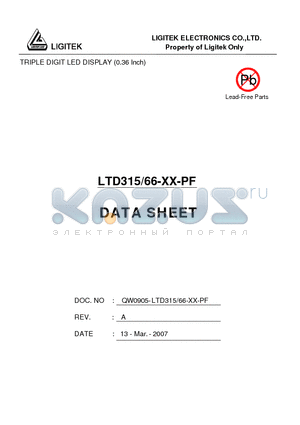 LTD315/66-XX-PF datasheet - TRIPLE DIGIT LED DISPLAY