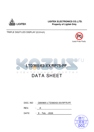LTD385-63-XX-RP75-PF datasheet - TRIPLE DIGIT LED DISPLAY