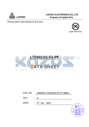 LTD465-65-XX-PF datasheet - TRIPLE DIGIT LED DISPLAY (0.4 Inch)