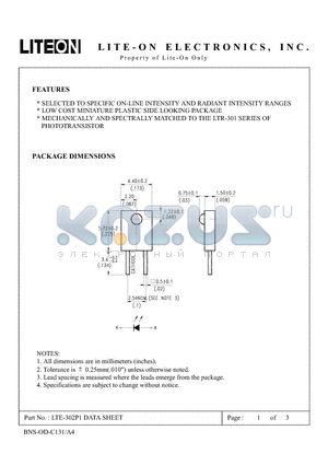 LTE-302P1 datasheet - Property of Lite-On Only