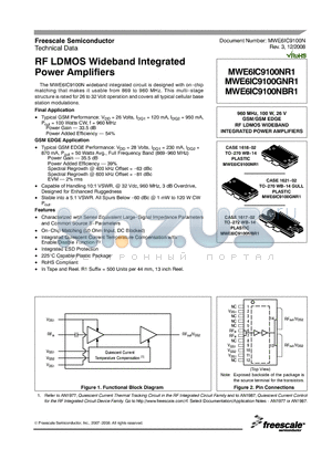 MWE6IC9100NR1 datasheet - RF LDMOS Wideband Integrated Power Amplifiers