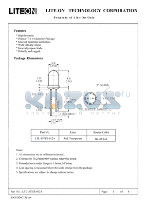 LTL-307EE-012A datasheet - Property of Lite-On Only