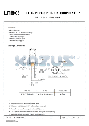 LTL-307YE-051 datasheet - Property of Lite-On Only