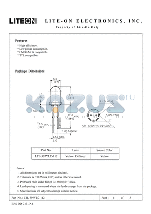 LTL-307YLC-112 datasheet - Property of Lite-On Only