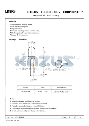 LTL2H3KYK datasheet - Property of Lite-On Only