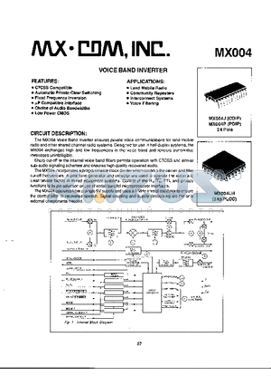 MX004 datasheet - VOICE BAND INVERTER