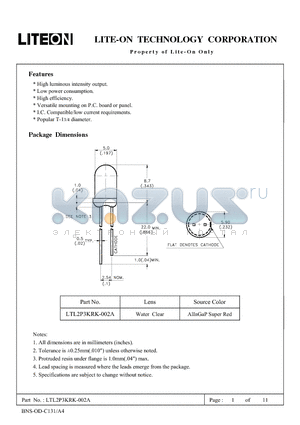 LTL2P3KRK-002A datasheet - Property of Lite-On Only