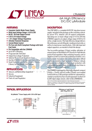 LTM4602V datasheet - 6A High Effi ciency DC/DC lModule