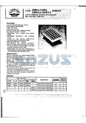 LTP-2058AG datasheet - 2.3 inch 5 x 8 SINGLE COLOR & MULTICOLOR DOT MATRIX DISPLAYS