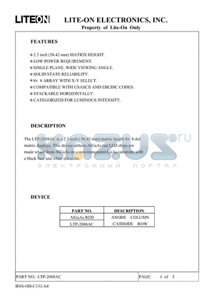 LTP-2088AC datasheet - Property of Lite-On Only