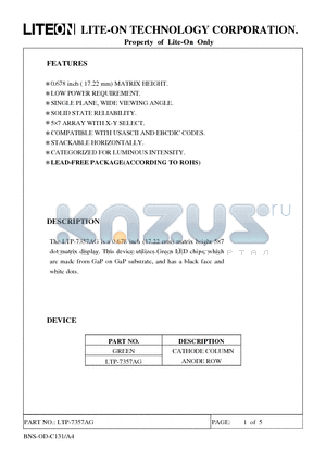 LTP-7357AG datasheet - Property of Lite-On Only