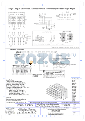 LTSHR-1-T datasheet - .100 cl Triple Row - Right Angle Low Profile Terminal Strip Header