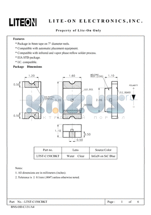 LTST-C150CBKT datasheet - Property of Lite-on Only