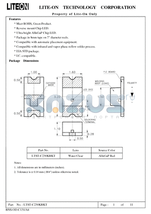 LTST-C230KRKT datasheet - Property of Lite-On Only