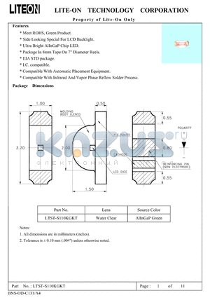 LTST-S110KGKT datasheet - Property of Lite-On Only