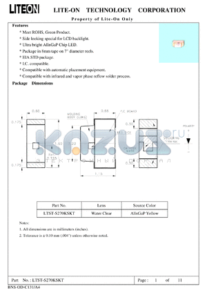 LTST-S270KSKT datasheet - Property of Lite-On Only