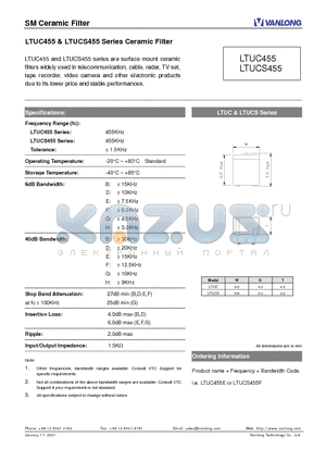 LTUCS455 datasheet - Ceramic Filter